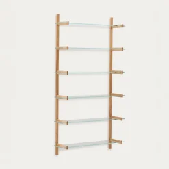 Kave Home Modulair Wandrek Sitra 6 Glazen Planken Eikenhout 110cm