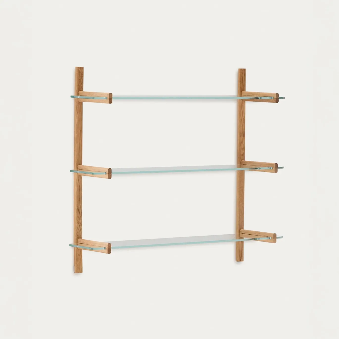 Kave Home Modulair Wandrek Sitra 3 Glazen Planken Eikenhout 110cm