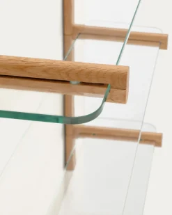 Kave Home Modulair Wandrek Sitra 3 Glazen Planken Eikenhout 110cm