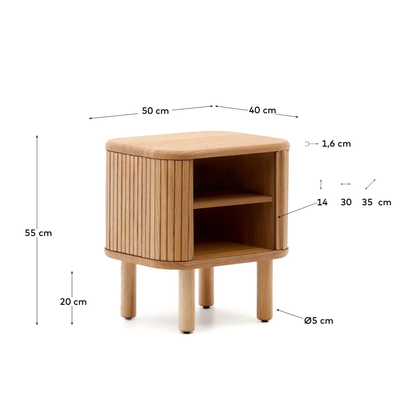 Kave Home Nachtkastje Mailen Essenfineer Naturel 50x55cm