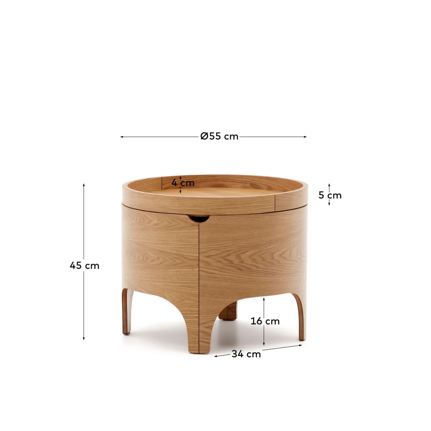 Kave Home Nachtkastje Octavia Essen Multiplex Ø55cm