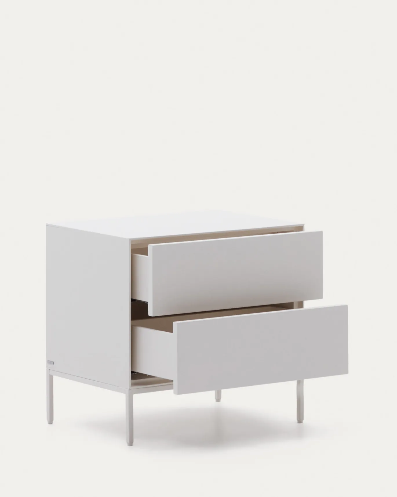 Kave Home Nachtkastje Vedrana 2 Laden Witgelakt Mdf 60x55cm
