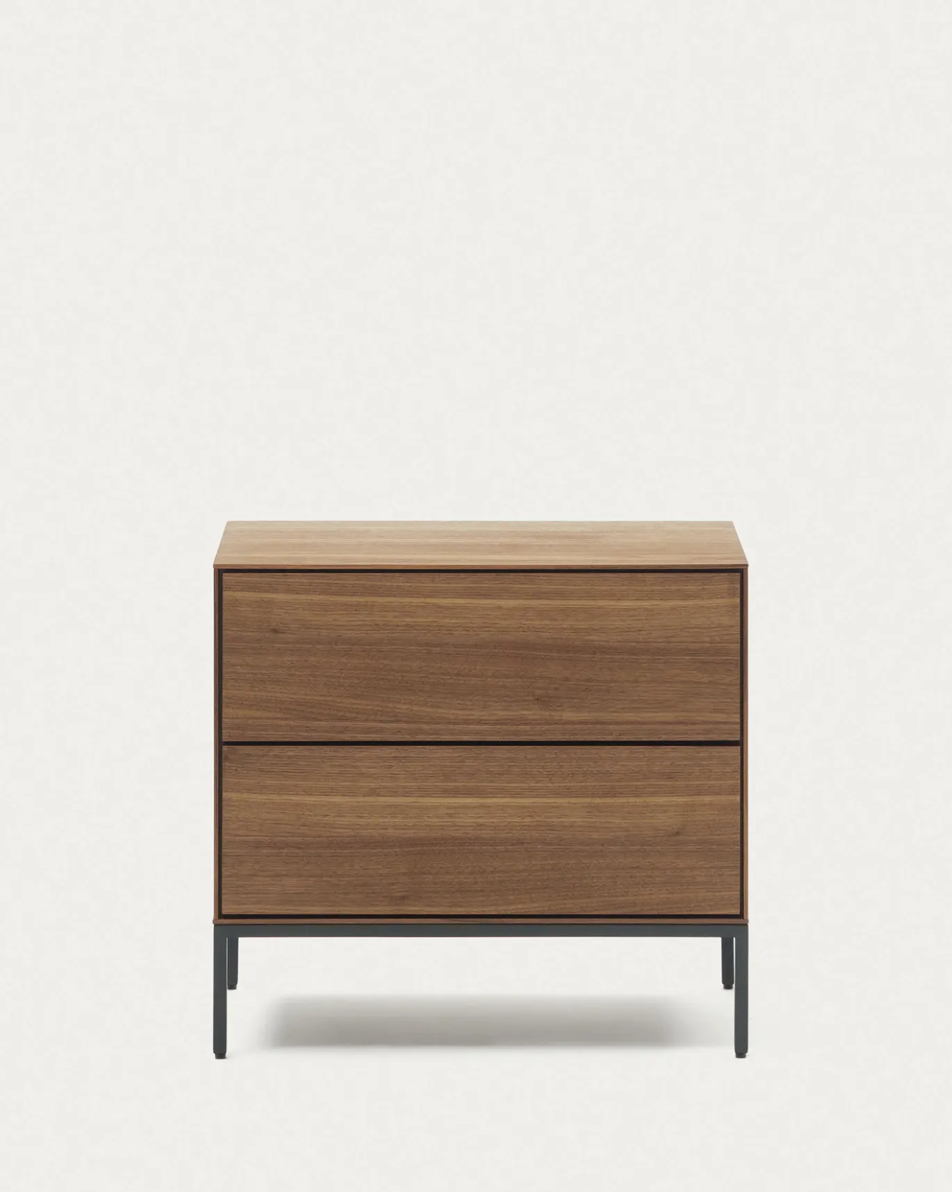 Kave Home Nachtkastje Vedrana 2 Laden Bruin Walnootfineer 60x55cm