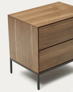 Kave Home Nachtkastje Vedrana 2 Laden Bruin Walnootfineer 60x55cm