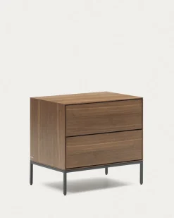 Kave Home Nachtkastje Vedrana 2 Laden Bruin Walnootfineer 60x55cm