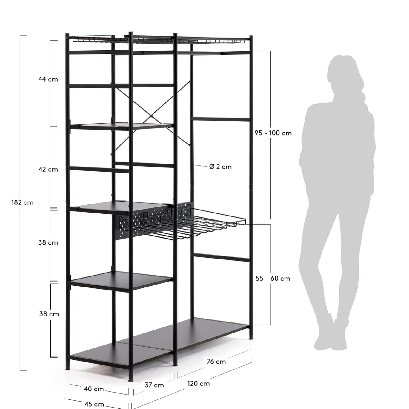 Kave Home Open Kledingkast Storn 120x182cm