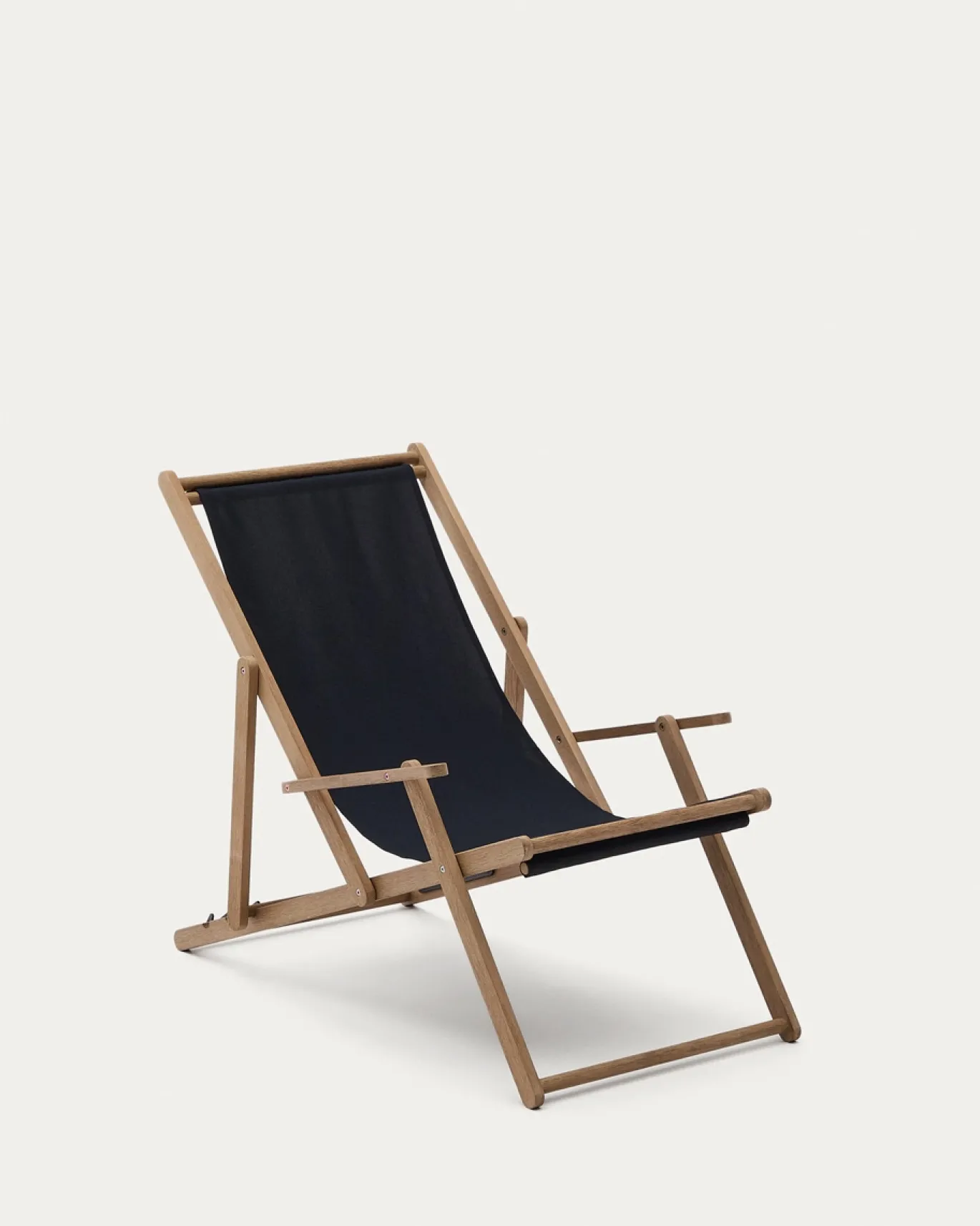 Kave Home Opklapbare Strandstoel Vilara Zwart Outdoor Acaciahout
