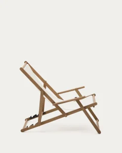 Kave Home Opklapbare Strandstoel Vilara Wit Outdoor Acaciahout