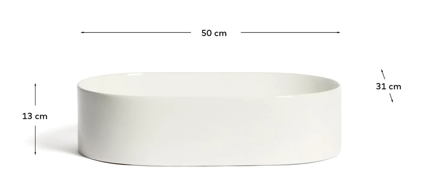 Kave Home Opzetwastafel Ovara Wit Geglazuurd Keramiek 50x31cm