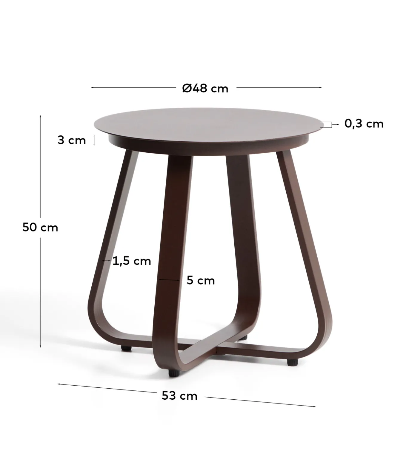 Kave Home Outdoor Bijzettafel Tamaris Aluminium Bruin Ø48cm