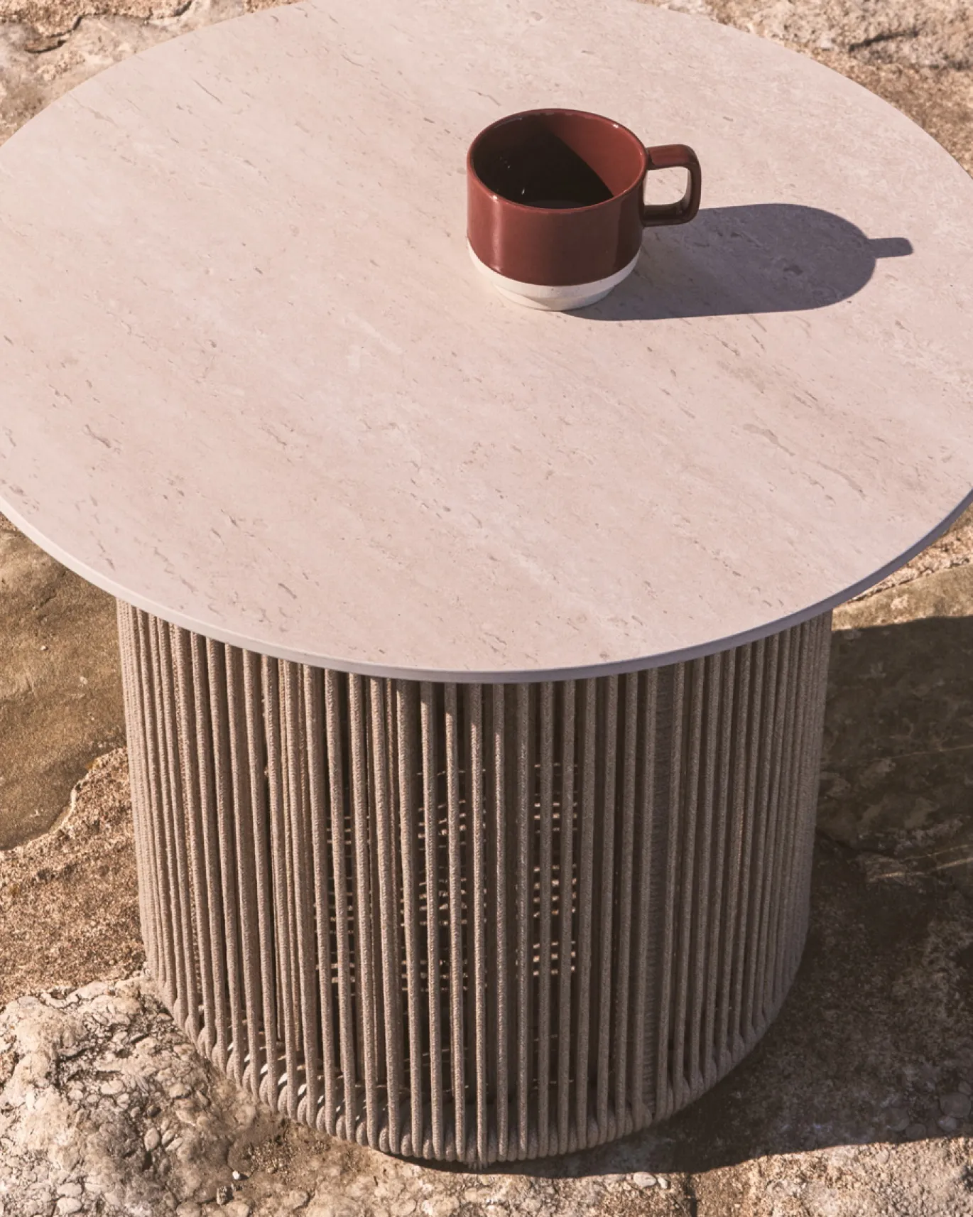 Kave Home Outdoor Bijzettafel Orosei Sintered Stone Beige Ø55cm