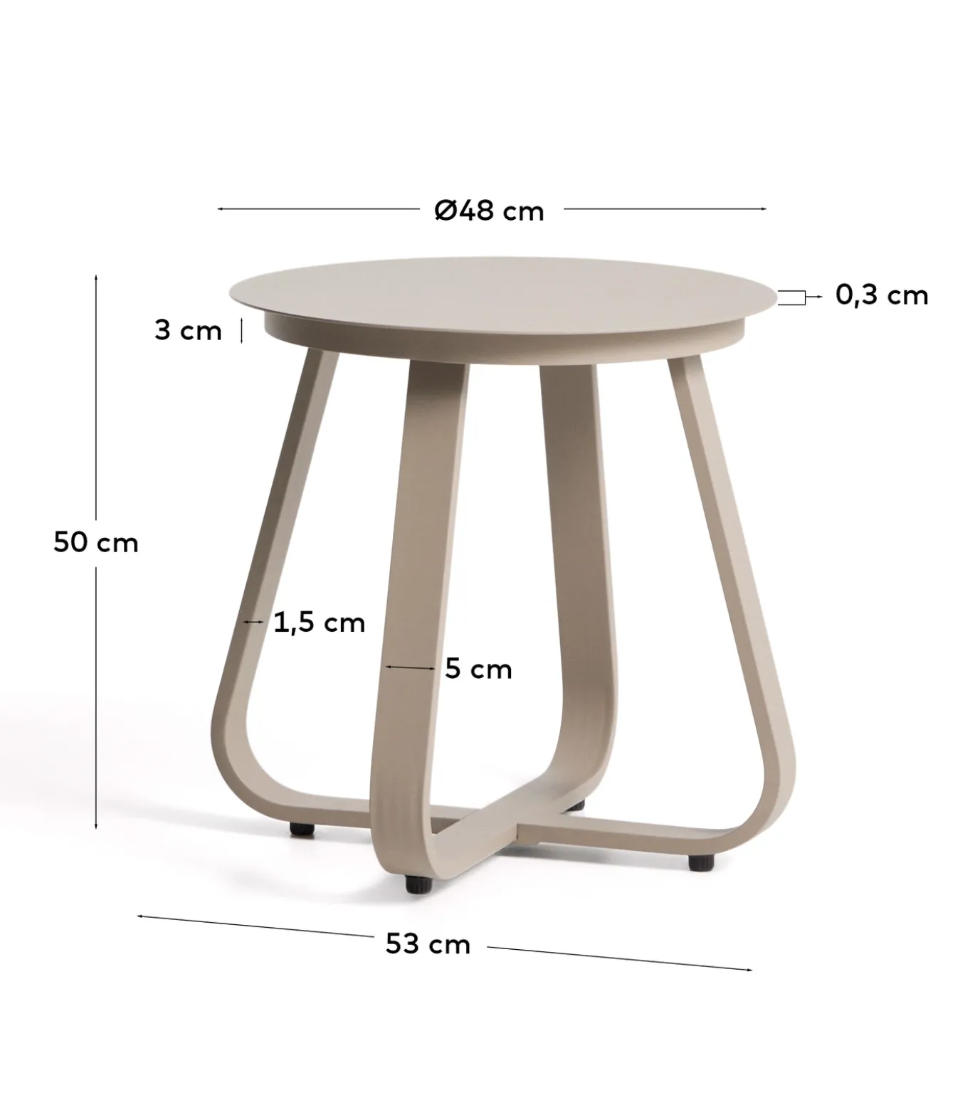 Kave Home Outdoor Bijzettafel Tamaris Aluminium Taupe Ø48cm