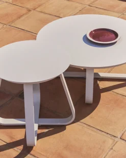 Kave Home Outdoor Bijzettafel Tamaris Aluminium Beige Ø48cm