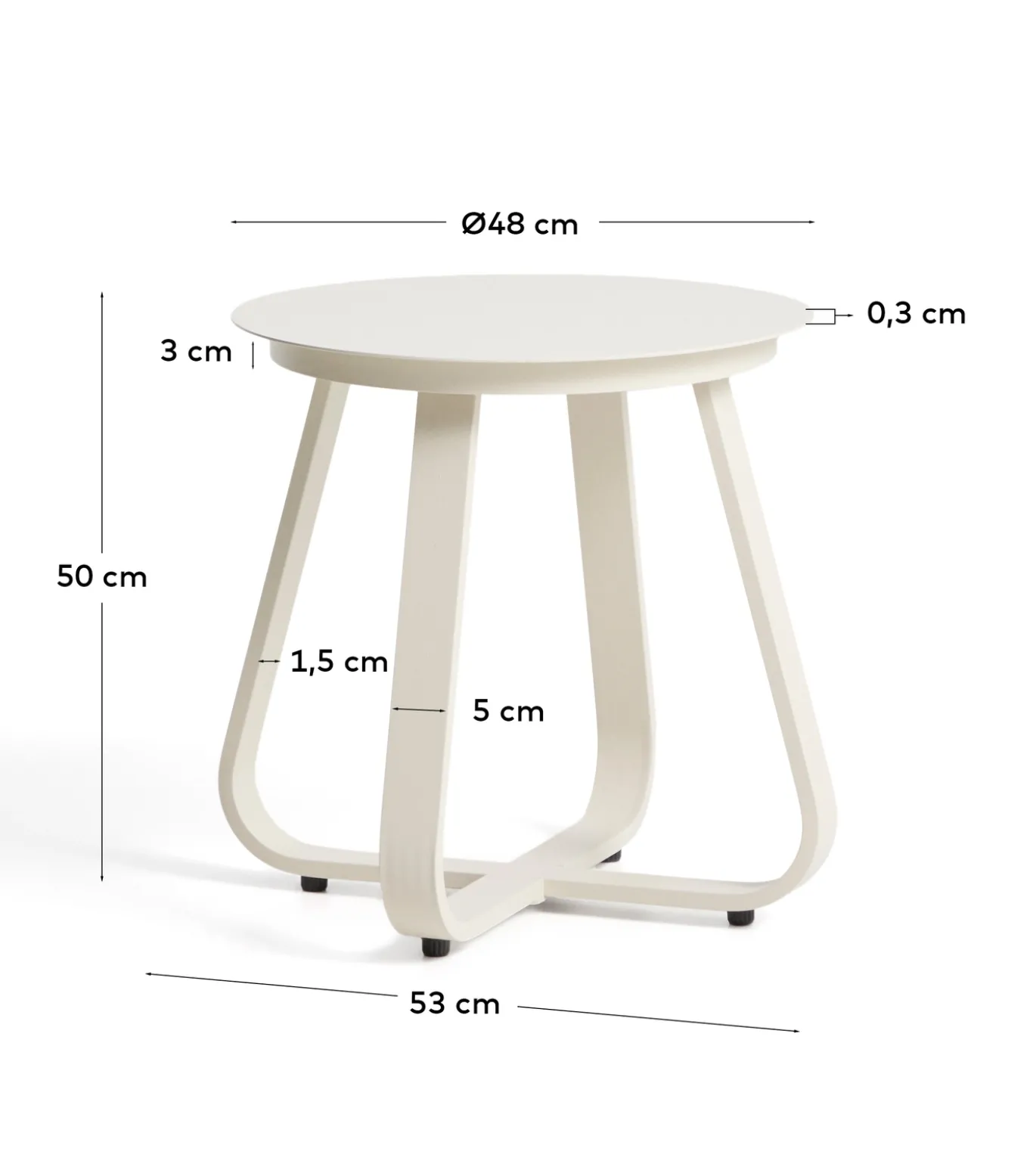 Kave Home Outdoor Bijzettafel Tamaris Aluminium Beige Ø48cm