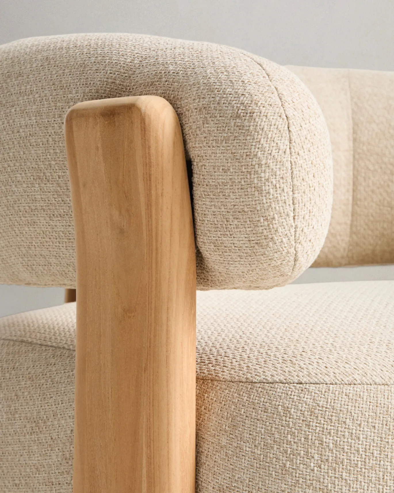 Kave Home Outdoor Fauteuil Granite Beige/Naturel Massief Teakhout