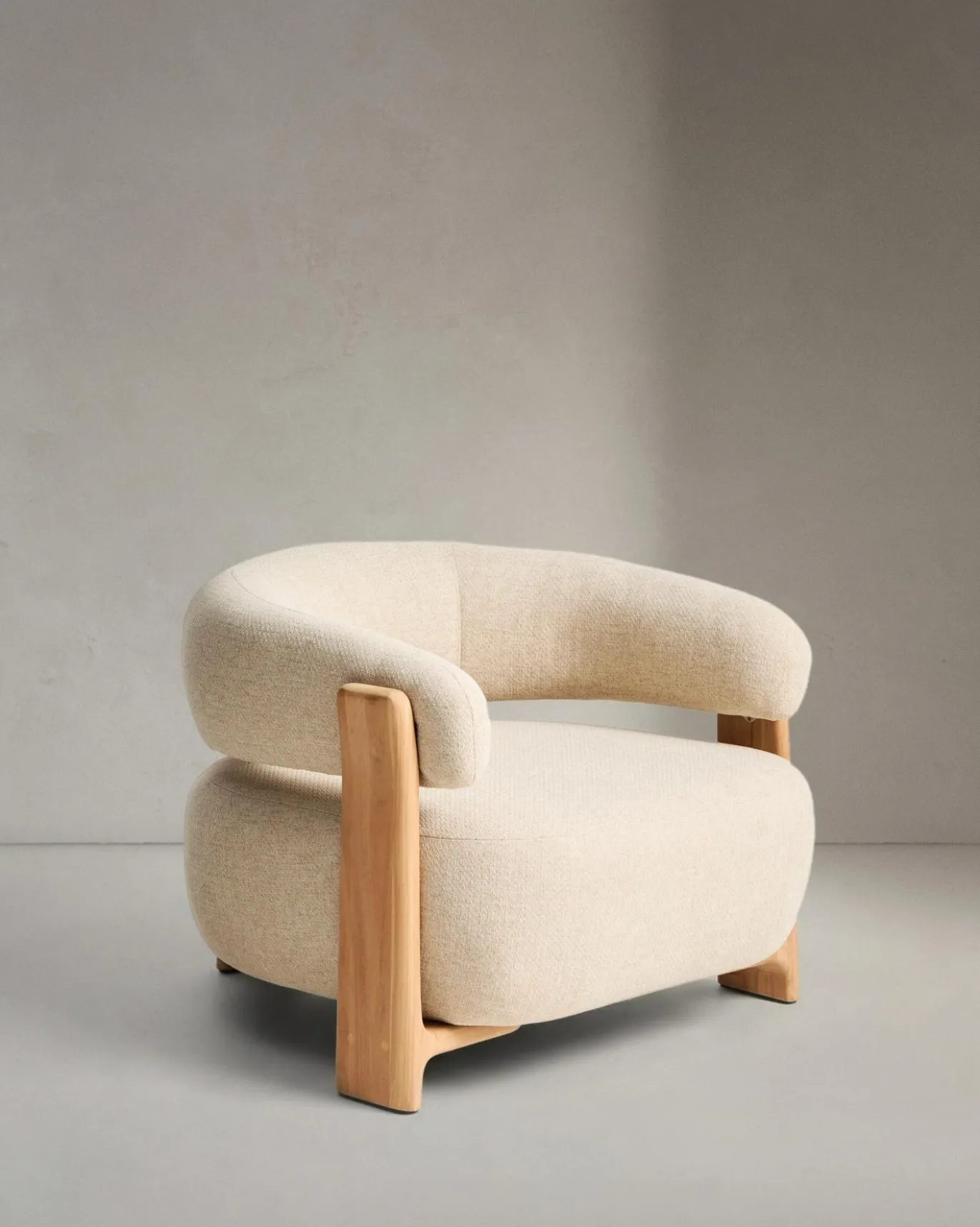 Kave Home Outdoor Fauteuil Granite Beige/Naturel Massief Teakhout