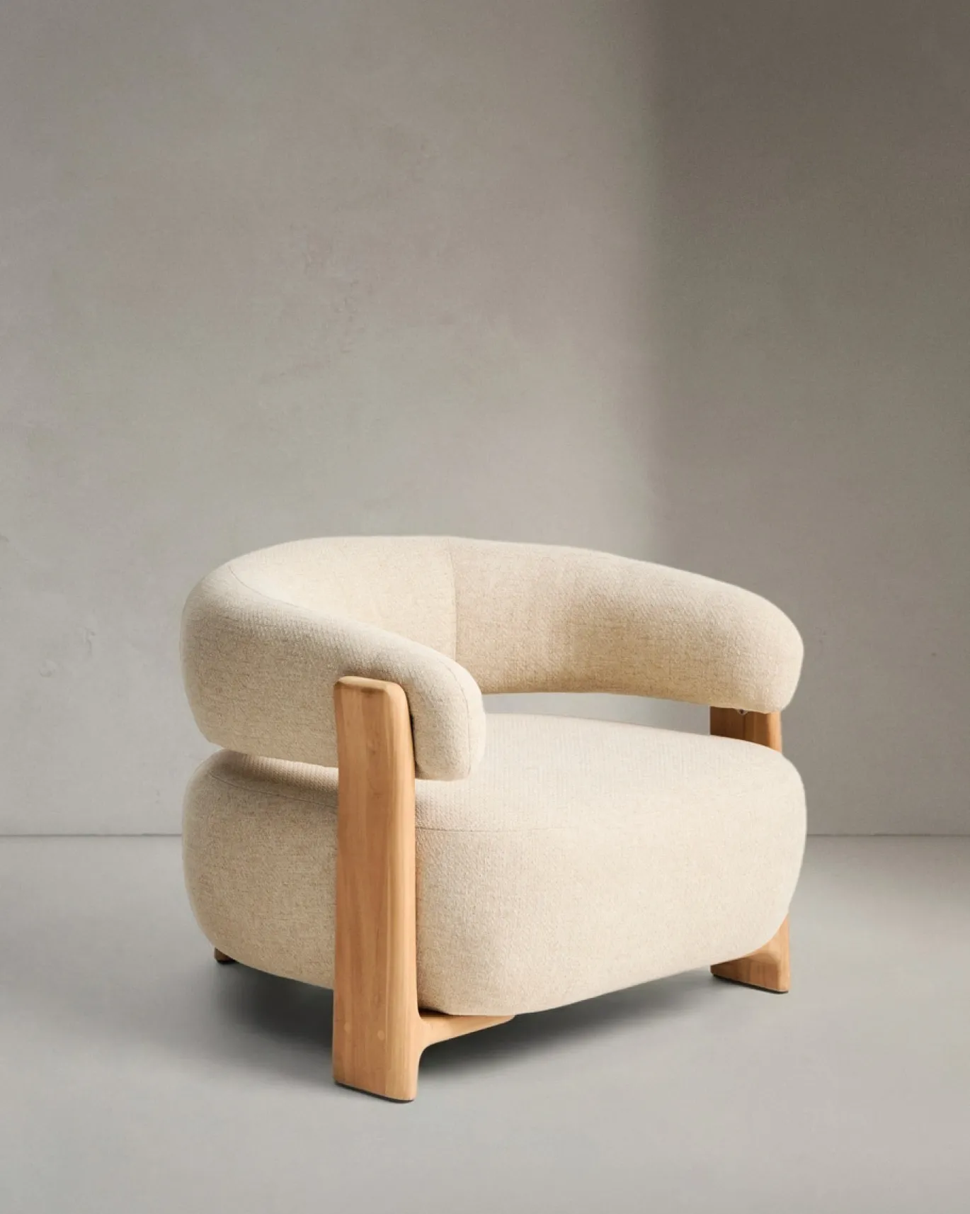 Kave Home Outdoor Fauteuil Granite Beige/Naturel Massief Teakhout