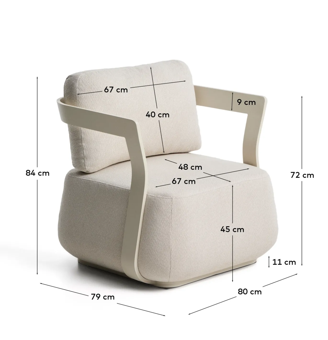 Kave Home Outdoor Fauteuil Tamaris Aluminium Ecru