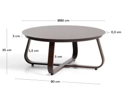Kave Home Outdoor Salontafel Tamaris Aluminium Bruin Ø48cm