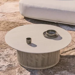 Kave Home Outdoor Salontafel Orosei Sintered Stone Beige Ø90cm