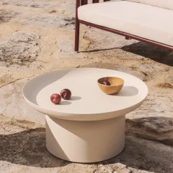 Kave Home Outdoor Salontafel Arcola Aluminium Beige Ø70cm
