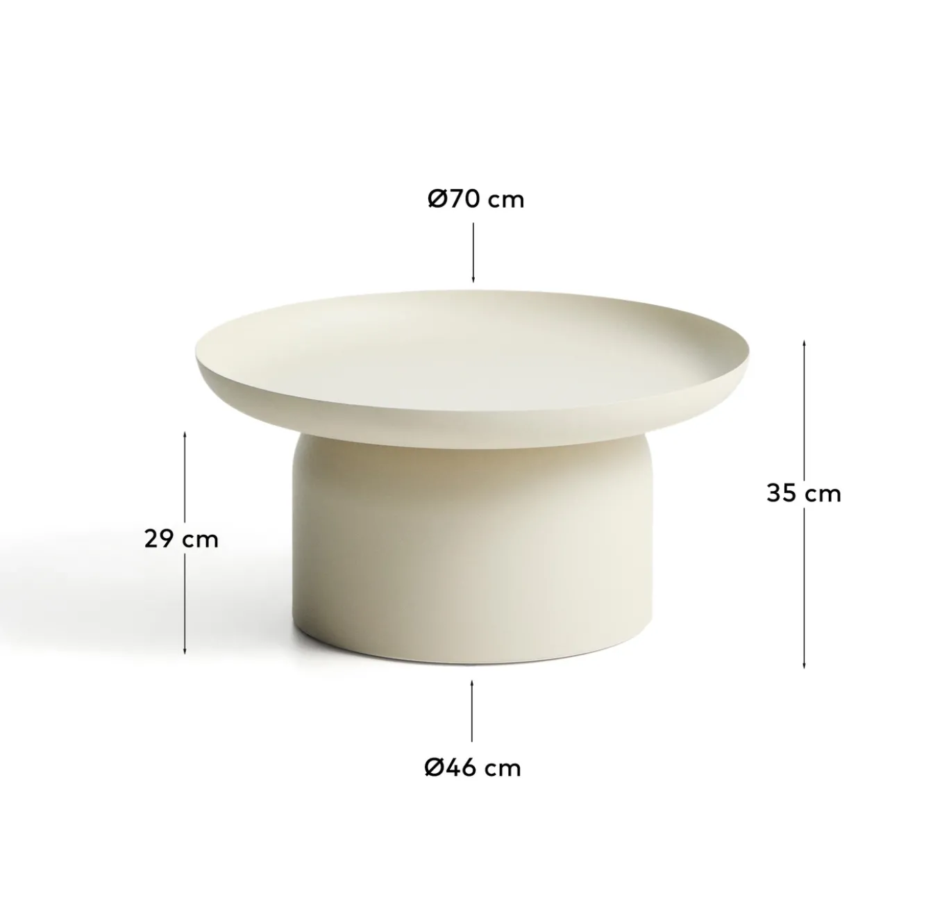 Kave Home Outdoor Salontafel Arcola Aluminium Beige Ø70cm