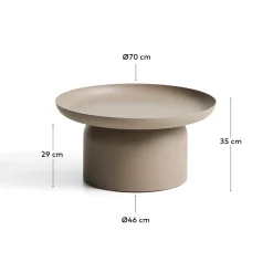 Kave Home Outdoor Salontafel Arcola Aluminium Taupe Ø70cm