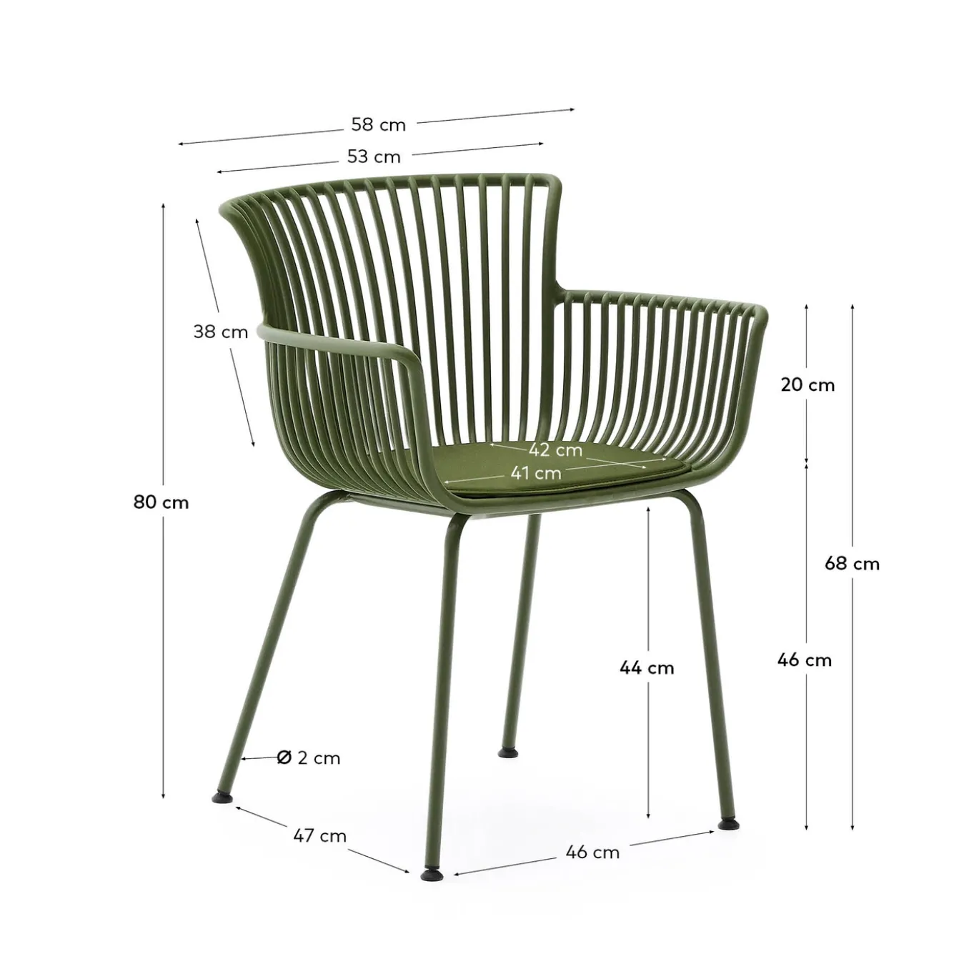 Kave Home Outdoor Stoel Surpika met Groen Stalen Poten