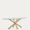 Kave Home Ovale Glazen Tafel Argo Stalen Poten Houteffect Ø200x100cm