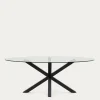 Kave Home Ovale Glazen Tafel Argo Stalen Poten Zwart Ø200 100cm