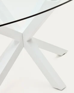 Kave Home Ovale Tafel Argo Glas Stalen Poten Wit Ø200x100cm