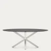 Kave Home Ovale Tafel Argo Matzwart Glas Wit Ø200x100cm