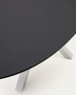 Kave Home Ovale Tafel Argo Matzwart Glas Wit Ø200x100cm