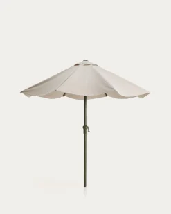 Kave Home Parasol Milna Staal Groen Beige Ø300cm