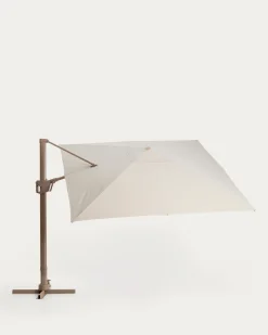 Kave Home Parasol Noli Excentrisch Aluminium Taupe Beige Ø300cm