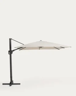 Kave Home Parasol Noli Excentrisch Aluminium Grafiet Beige Ø300cm