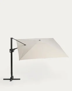 Kave Home Parasol Noli Excentrisch Aluminium Grafiet Beige Ø300cm
