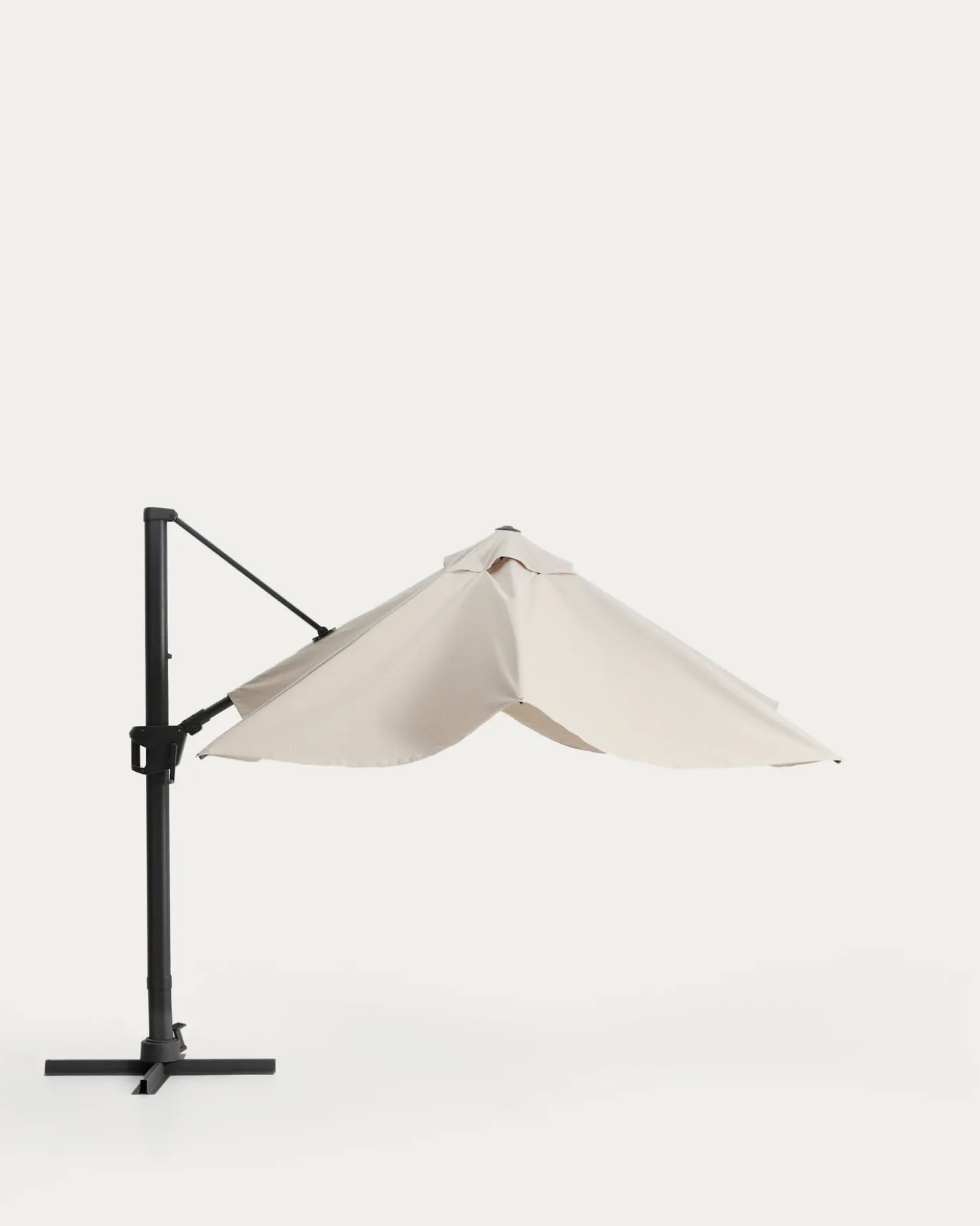 Kave Home Parasol Noli Excentrisch Aluminium Grafiet Beige Ø300cm