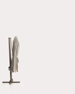 Kave Home Parasol Noli Excentrisch Aluminium Taupe Beige 300x420cm