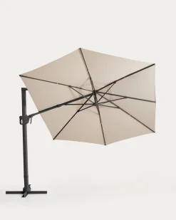 Kave Home Parasol Noli Excentrisch Aluminium Grafiet Beige 300x420cm