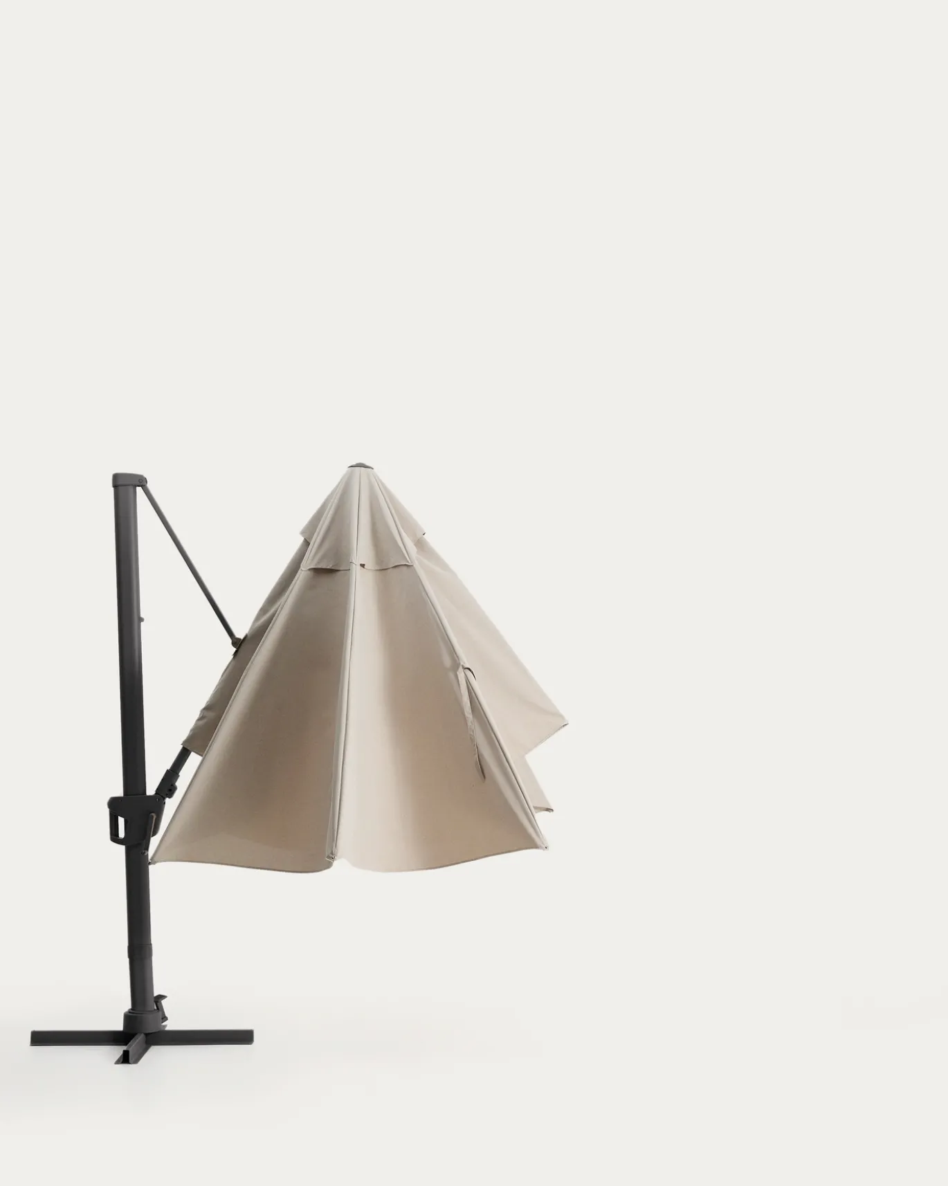Kave Home Parasol Noli Excentrisch Aluminium Grafiet Beige 300x420cm