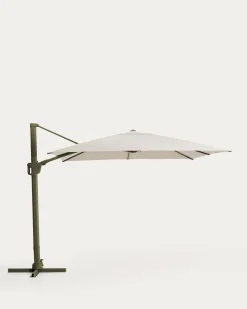 Kave Home Parasol Noli Excentrisch Aluminium Groen Beige Ø300cm