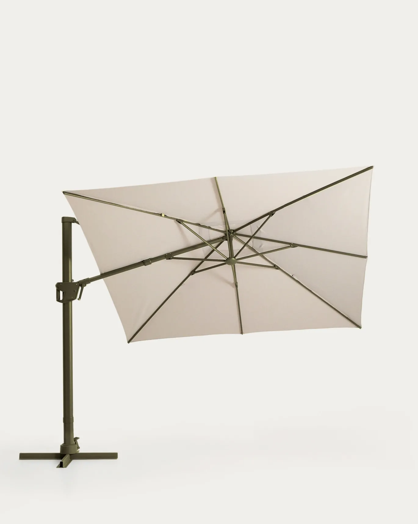Kave Home Parasol Noli Excentrisch Aluminium Groen Beige Ø300cm