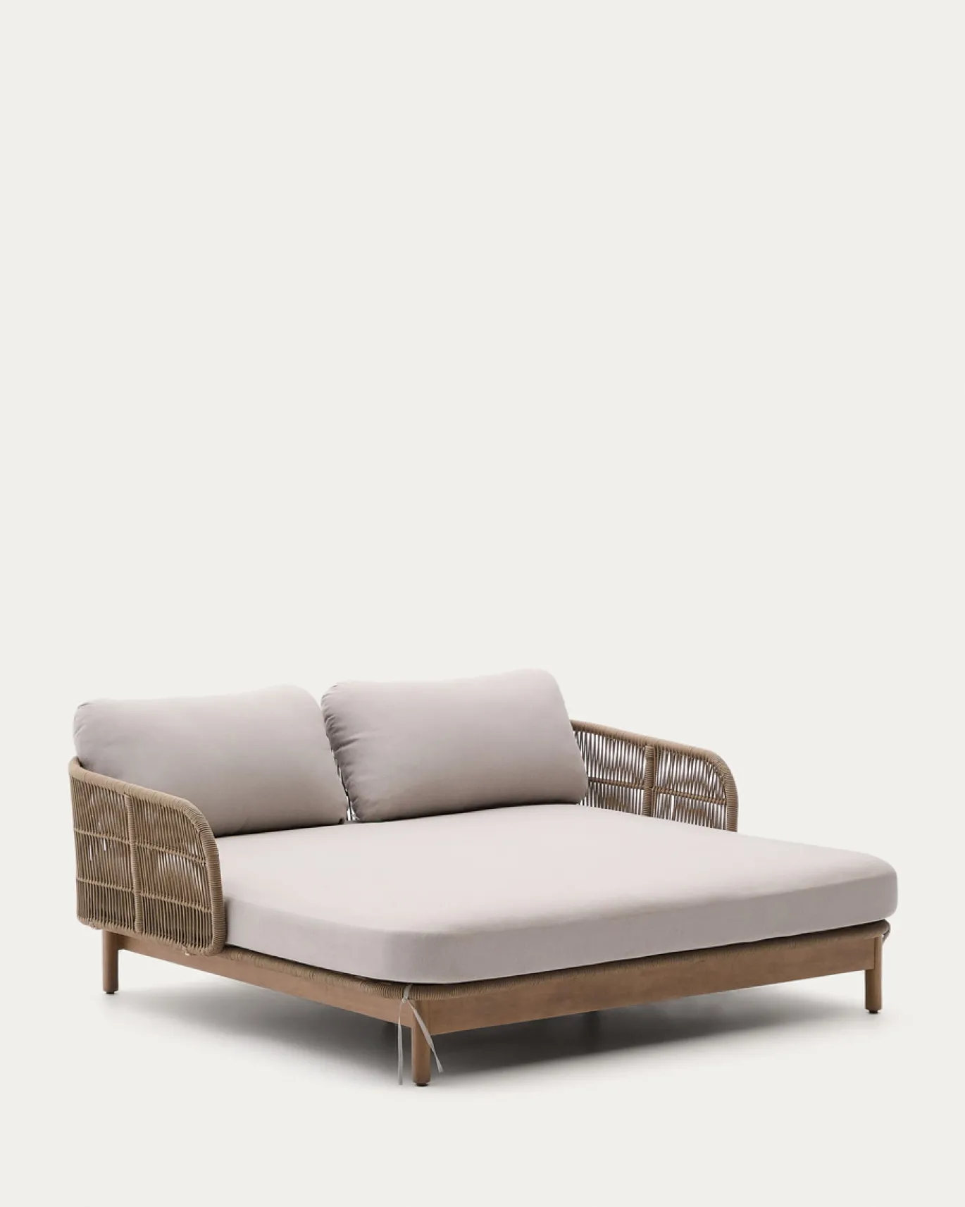 Kave Home 2-persoons Ligstoel Catalina Beige Touw en Acaciahout