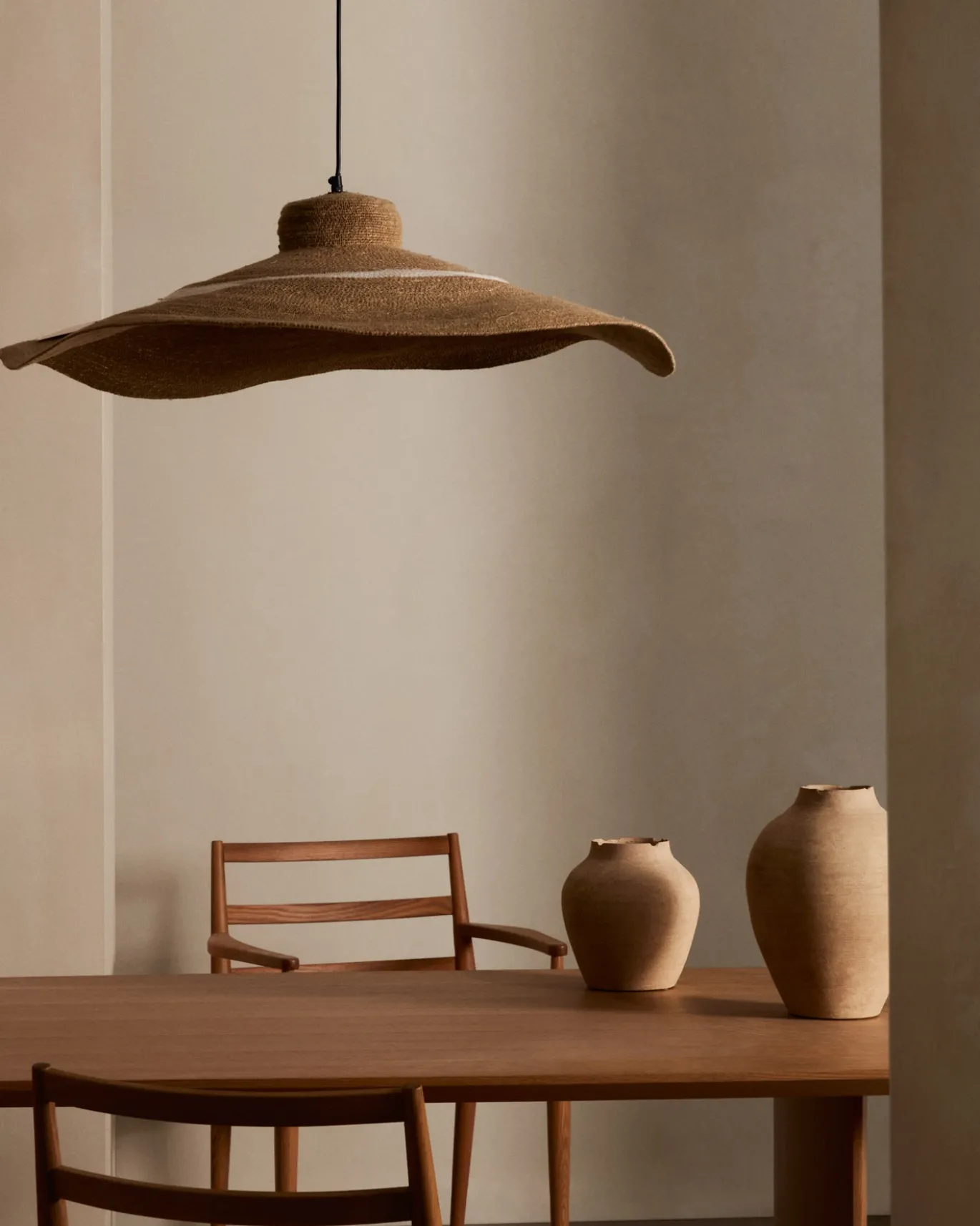Kave Home Plafondlamp Albenya Naturel Katoen Ø90cm