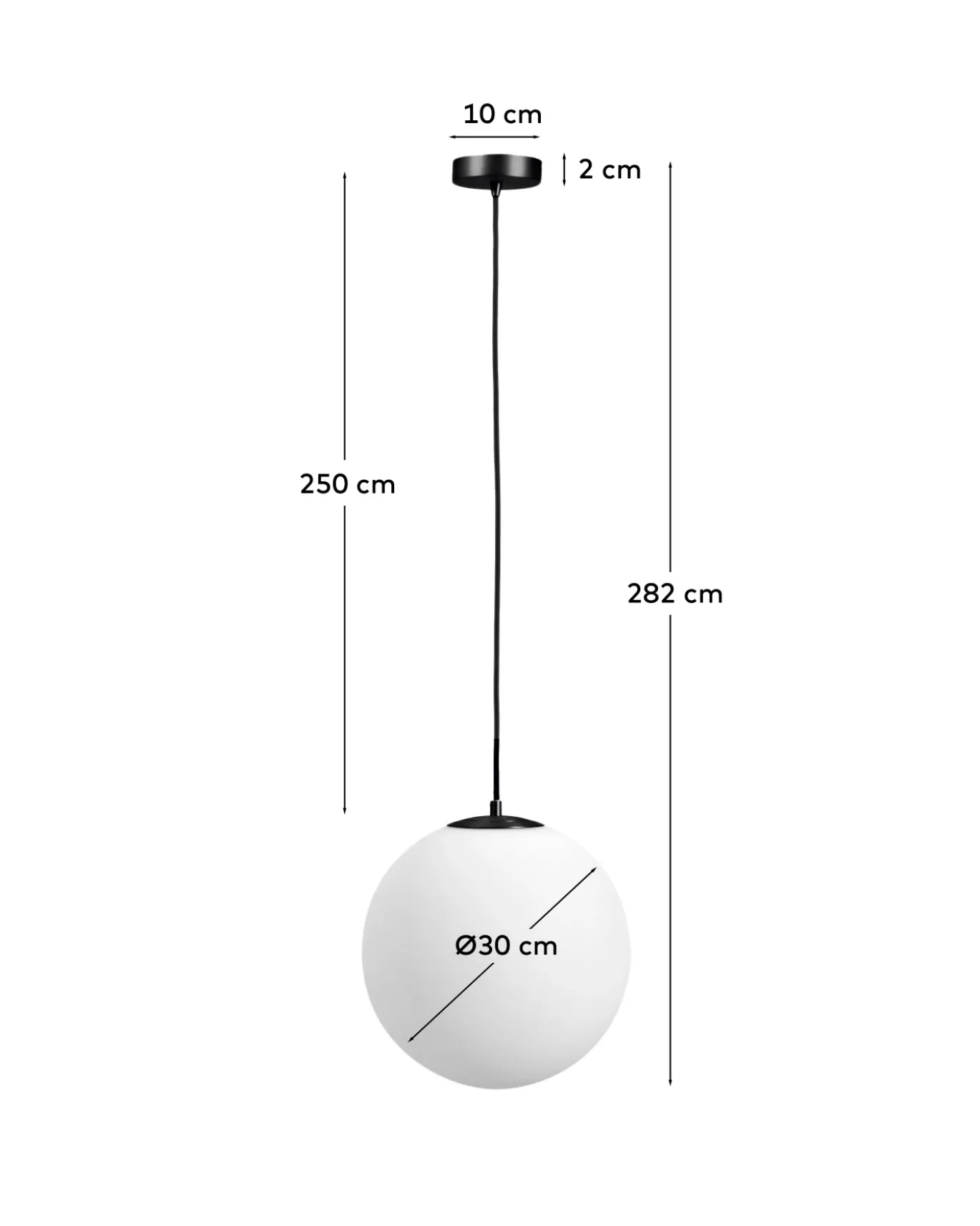 Kave Home Plafondlamp Brisia Metaal Zwart Glas Ø30cm