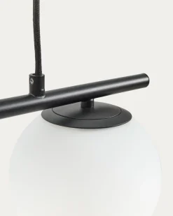 Kave Home Plafondlamp Brisia Metaal Zwart Glas Ø15cm 3 Bollen