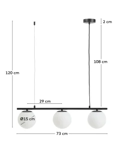 Kave Home Plafondlamp Brisia Metaal Zwart Glas Ø15cm 3 Bollen