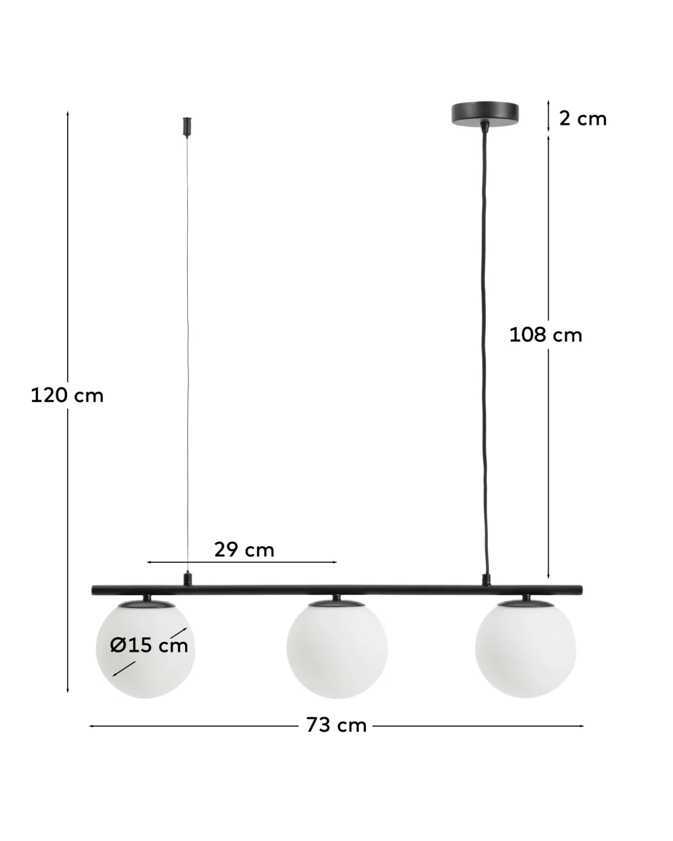 Kave Home Plafondlamp Brisia Metaal Zwart Glas Ø15cm 3 Bollen