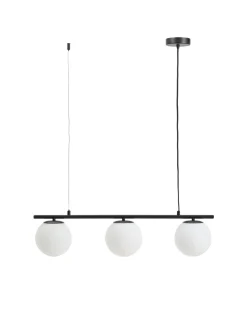 Kave Home Plafondlamp Brisia Metaal Zwart Glas Ø15cm 3 Bollen